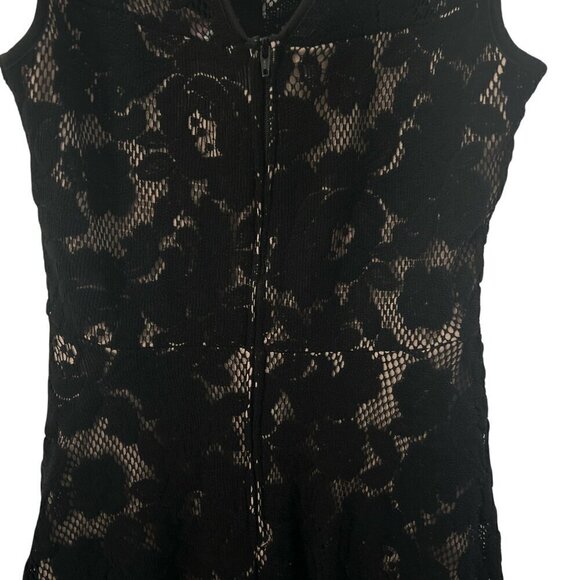 Retro Women's Vintage Lace Overlay Dress with Beige Slip Size Small - Picture 4 of 5